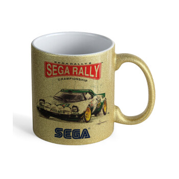 SEGA RALLY 2, Κούπα Χρυσή Glitter που γυαλίζει, κεραμική, 330ml