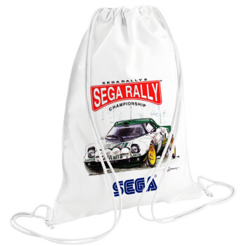 SEGA RALLY 2, Τσάντα πλάτης πουγκί GYMBAG λευκή (28x40cm)