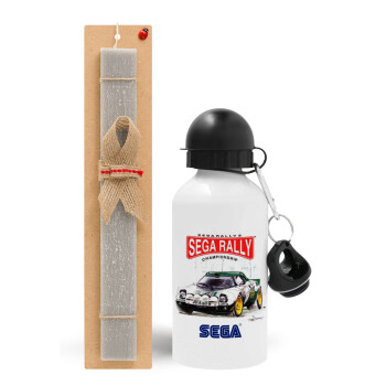 SEGA RALLY 2, Easter Set, metallic aluminum water bottle (500ml) & aromatic flat Easter candle (30cm) (GRAY)