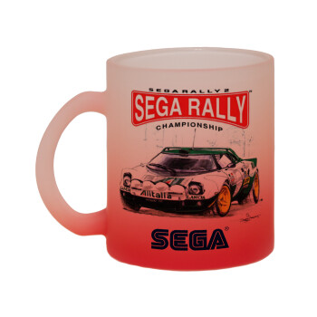 SEGA RALLY 2, Κούπα γυάλινη δίχρωμη με βάση το κόκκινο ματ, 330ml