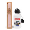 Easter Set, metallic aluminum bottle (500ml) & aromatic flat Easter candle (30cm) (PINK)