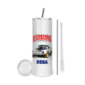 SEGA RALLY 2, Eco friendly stainless steel tumbler 600ml, with metal straw & cleaning brush