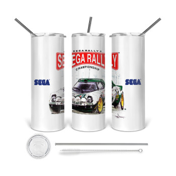 SEGA RALLY 2, Tumbler stainless steel 600ml, with metal straw & cleaning brush