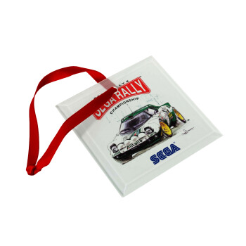 SEGA RALLY 2, Christmas ornament, glass square ornament 9x9cm