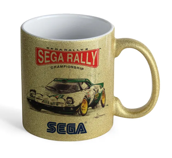 SEGA RALLY 2 — Gold glitter mug that sparkles, ceramic, 330ml