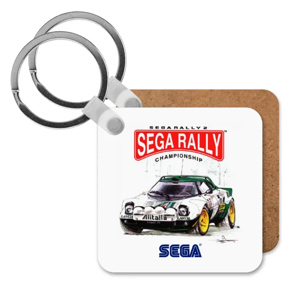 SEGA RALLY 2 — Square wooden MDF keychain