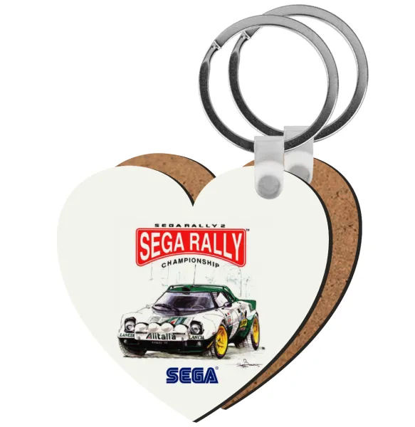 SEGA RALLY 2 — Heart wooden MDF keychain