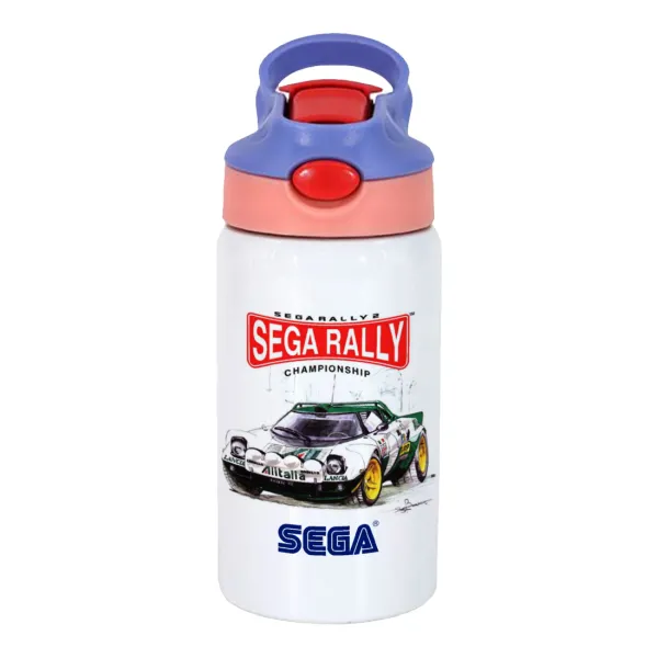 SEGA RALLY 2 — Παιδικό παγούρι θερμό, ανοξείδωτο, με καλαμάκι ασφαλείας, ροζ/μωβ (350ml)