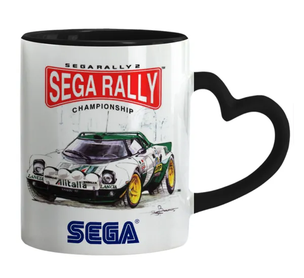 SEGA RALLY 2 — Mug heart black handle, ceramic, 330ml