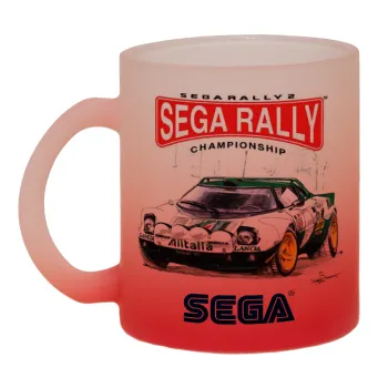 SEGA RALLY 2, Κούπα γυάλινη δίχρωμη με βάση το κόκκινο ματ, 330ml
