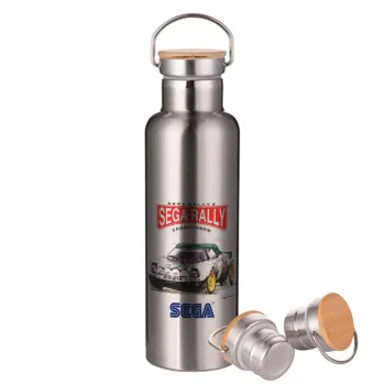 SEGA RALLY 2, Stainless steel Silver with wooden lid (bamboo), double wall, 750ml