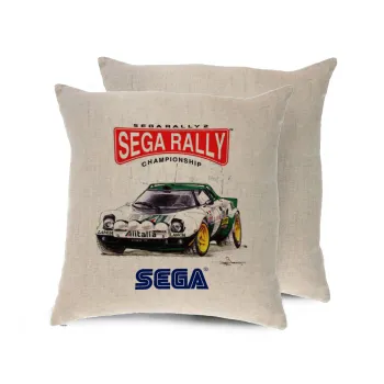 SEGA RALLY 2, Μαξιλάρι καναπέ ΛΙΝΟ 40x40cm περιέχεται το  γέμισμα