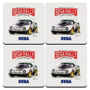 SEGA RALLY 2, ΣΕΤ 4 Σουβέρ ξύλινα τετράγωνα (9cm)