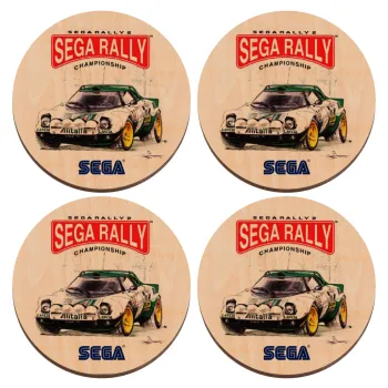 SEGA RALLY 2, ΣΕΤ x4 Σουβέρ ξύλινα στρογγυλά plywood (9cm)