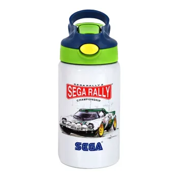 SEGA RALLY 2, Παιδικό παγούρι θερμό, ανοξείδωτο, με καλαμάκι ασφαλείας, πράσινο/μπλε (350ml)