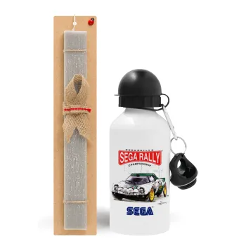 SEGA RALLY 2, Easter Set, metallic aluminum water bottle (500ml) & aromatic flat Easter candle (30cm) (GRAY)