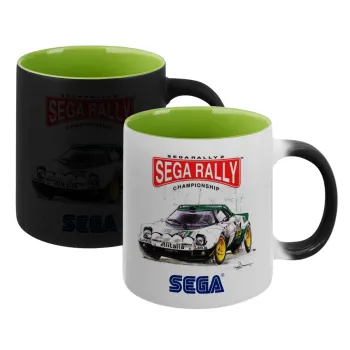SEGA RALLY 2, Κούπα Μαγική εσωτερικό πράσινο, κεραμική 330ml που αλλάζει χρώμα με το ζεστό ρόφημα