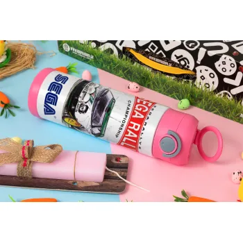 SEGA RALLY 2, Easter candle, Childrens hot water bottle, stainless steel, with safety straw, PINK (500ml)