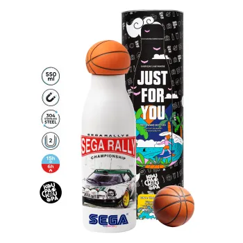 SEGA RALLY 2, Μπάλα μπάσκετ μεταλλικό παγούρι θερμός, διπλού τοιχώματος, 550ml