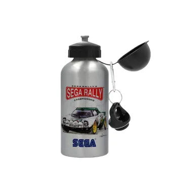 SEGA RALLY 2, Μεταλλικό παγούρι νερού, Ασημένιο, αλουμινίου 500ml