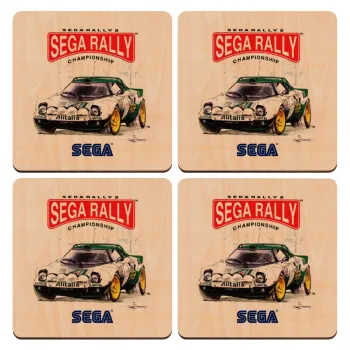 SEGA RALLY 2, ΣΕΤ x4 Σουβέρ ξύλινα τετράγωνα plywood (9cm)