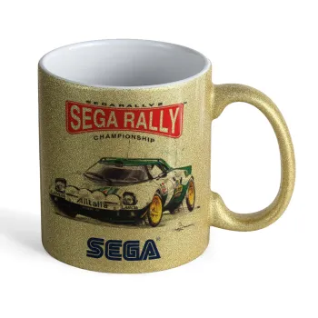 SEGA RALLY 2, Κούπα Χρυσή Glitter που γυαλίζει, κεραμική, 330ml