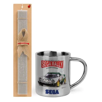 SEGA RALLY 2, Πασχαλινή Λαμπάδα με μεταλλική κούπα θερμό (300ml) & κερί αρωματικό πλακέ (30cm) (ΓΚΡΙ)