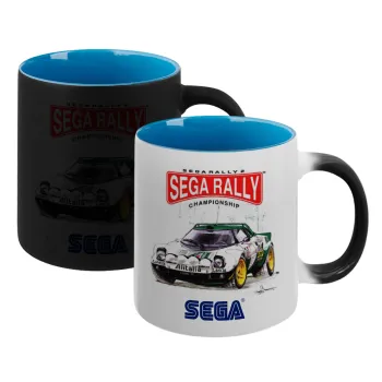 SEGA RALLY 2, Κούπα Μαγική εσωτερικό μπλε, κεραμική 330ml που αλλάζει χρώμα με το ζεστό ρόφημα
