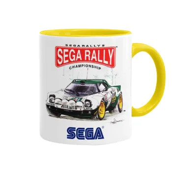 SEGA RALLY 2, Κούπα χρωματιστή κίτρινη, κεραμική, 330ml