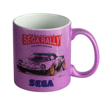 SEGA RALLY 2, Κούπα Μωβ Glitter που γυαλίζει, κεραμική, 330ml