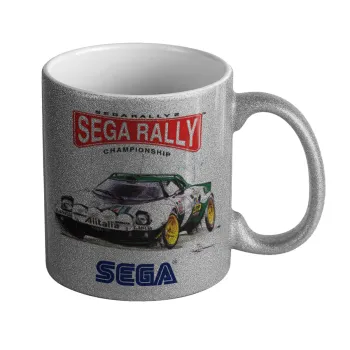 SEGA RALLY 2, Κούπα Ασημένια Glitter που γυαλίζει, κεραμική, 330ml