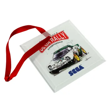 SEGA RALLY 2, Christmas ornament, glass square ornament 9x9cm