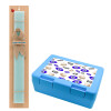 Easter Set, children's snack container BLUE & Easter aromatic flat candle (30cm) (TURQUOISE)