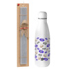 Easter Set, metallic stainless thermos bottle (500ml) & scented flat Easter candle (30cm) (GRAY)
