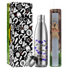 Easter Set, metallic stainless thermos flask (500ml) & scented flat Easter candle (30cm) (GRAY)