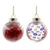 Transparent Christmas tree ball ornament with red filling 8cm