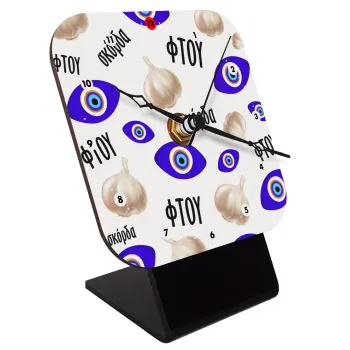 Φτου, φτου, σκόρδα!!!, Quartz Wooden table clock with hands (10cm)