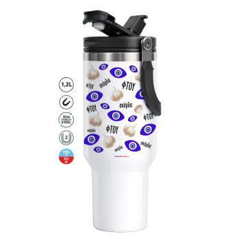Φτου, φτου, σκόρδα!!!, Mega Tumbler με καπάκι, διπλού τοιχώματος (θερμό) 1,2L