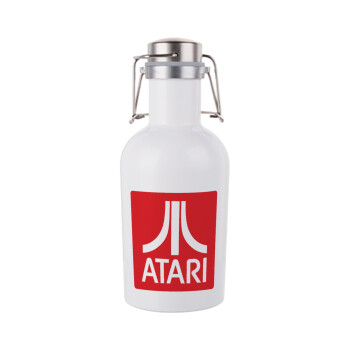 atari, Μεταλλικό παγούρι Λευκό (Stainless steel) με καπάκι ασφαλείας 1L