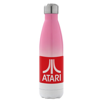 atari, Μεταλλικό παγούρι θερμός Ροζ/Λευκό (Stainless steel), διπλού τοιχώματος, 500ml