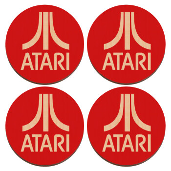 atari, ΣΕΤ x4 Σουβέρ ξύλινα στρογγυλά plywood (9cm)