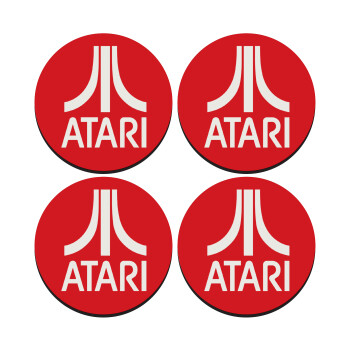 atari, SET of 4 round wooden coasters (9cm)