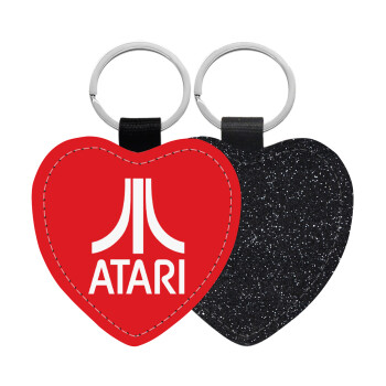 atari, Μπρελόκ PU δερμάτινο glitter καρδιά ΜΑΥΡΟ