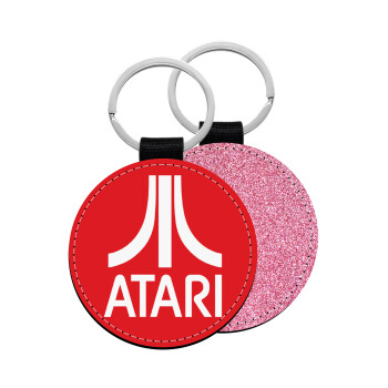 atari, Μπρελόκ Δερματίνη, στρογγυλό ΡΟΖ (5cm)