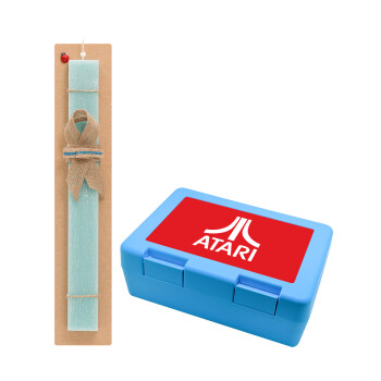 atari, Easter Set, children's snack container BLUE & Easter aromatic flat candle (30cm) (TURQUOISE)
