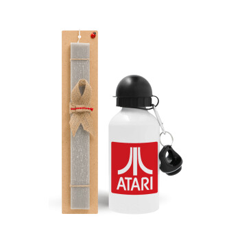 atari, Easter Set, metallic aluminum water bottle (500ml) & aromatic flat Easter candle (30cm) (GRAY)