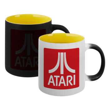 atari, Κούπα Μαγική εσωτερικό κίτρινη, κεραμική 330ml που αλλάζει χρώμα με το ζεστό ρόφημα