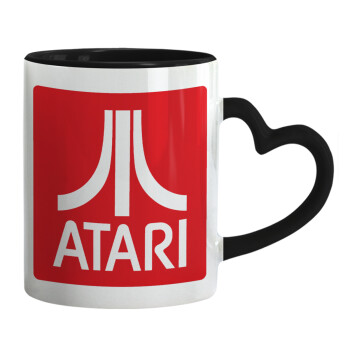 atari, Mug heart black handle, ceramic, 330ml
