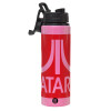 Metallic water bottle with safety lid, 850ml aluminum