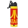 Metallic water bottle with safety lid, 850ml aluminum